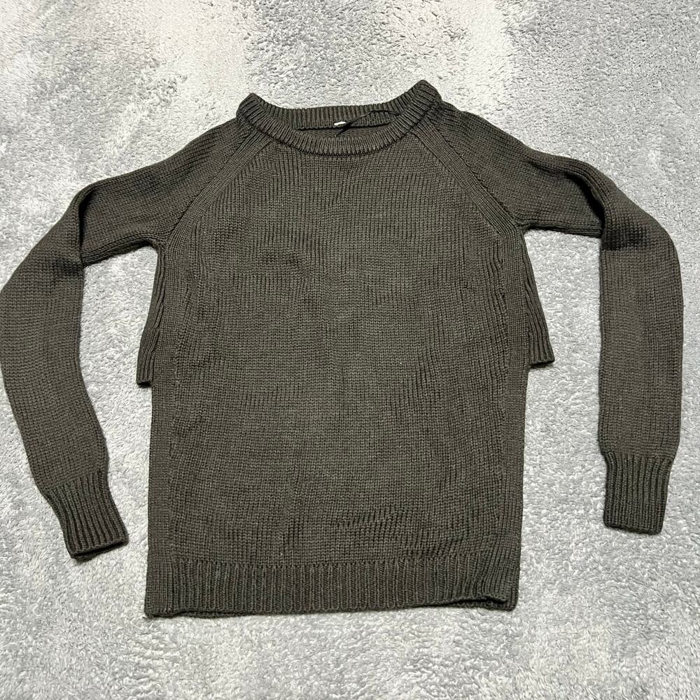 Lululemon Sweater Womens 6 ? Yin To You Merino Wool Split Hem Green Gray